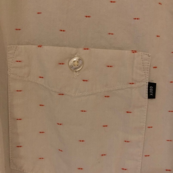 Obey White Button Down w/ Orange Fleck - Picture 3 of 3